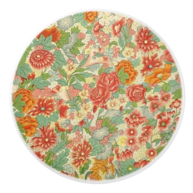 Custom floral ceramic doorknob knob (Front)