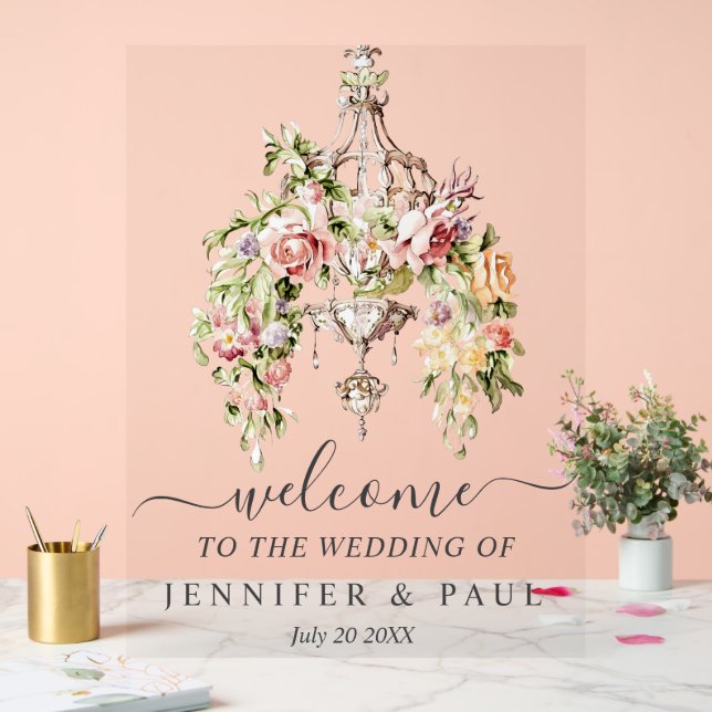 Custom Floral Chandelier Wedding Sign (Wedding)