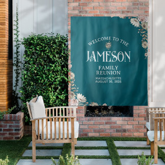 Custom Floral Classic Script Family Reunion  Tapestry