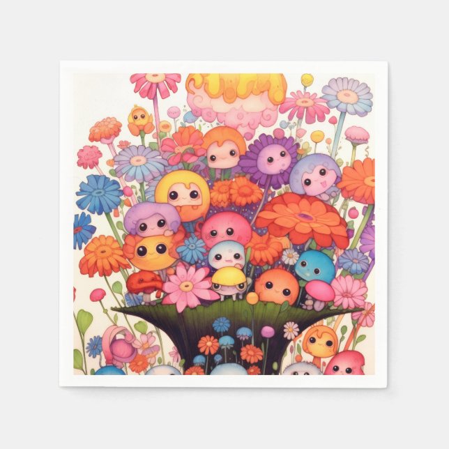 Custom floral, colourful, cute napkin (Front)
