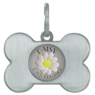 CUSTOM FLORAL DAISY  IDENTIFICATION DOG TAG