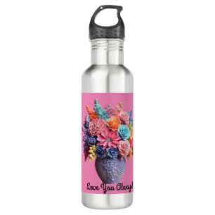 Custom floral design water bottle