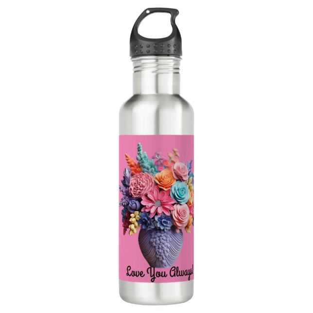 Custom floral design water bottle (Front)