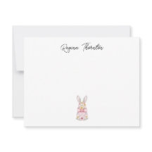 Custom Floral Easter Bunny Note Card