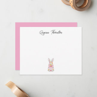 Custom Floral Easter Bunny Note Card