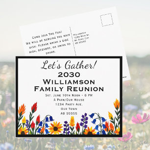 Custom Floral Family Reunion Let's Gather Potluck Holiday Postcard