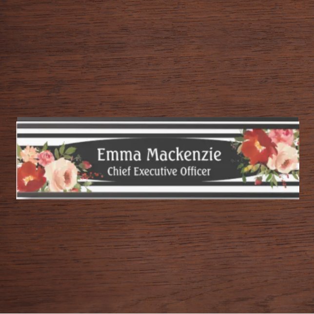 Custom Floral Flowers Roses Office Door Sign (Creator Uploaded)