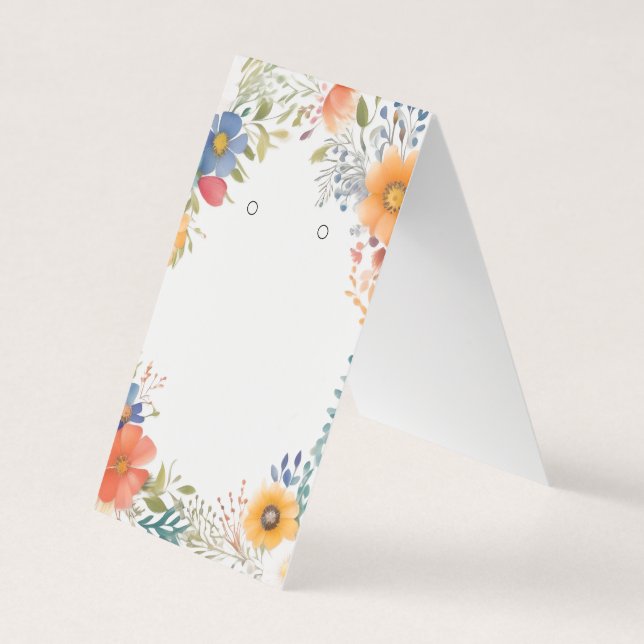 Custom Floral Folded Tent Earring Display Cards (Front)