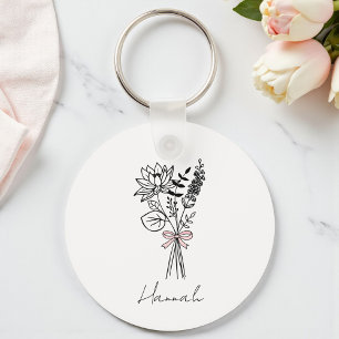 Custom Floral For Bridesmaid Key Ring