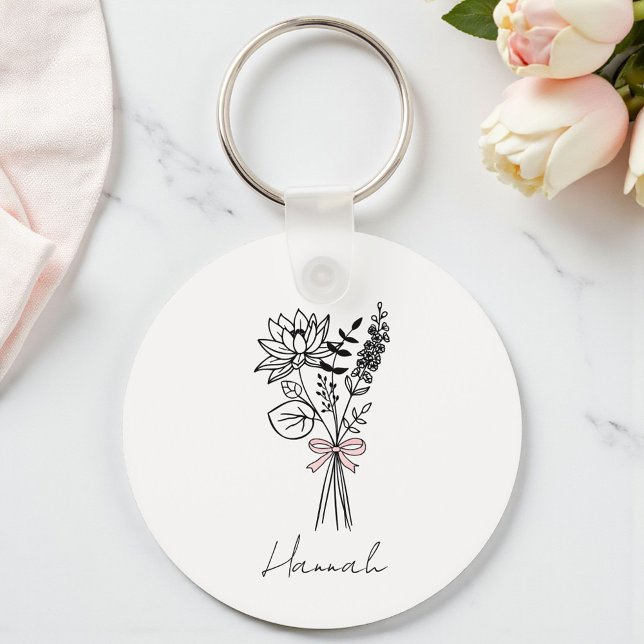 Custom Floral For Bridesmaid Key Ring (Creator Uploaded)