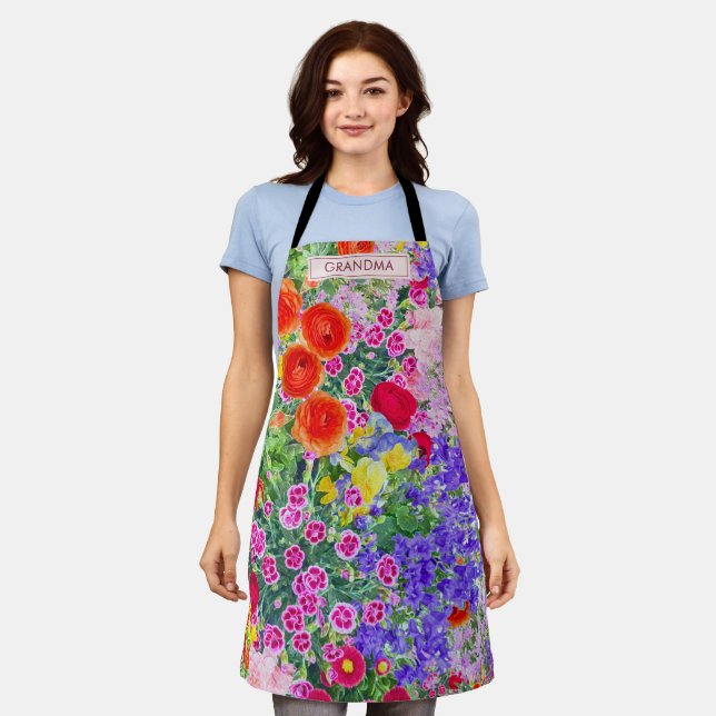 Custom Floral Gift – Birthday for Grandma Apron (Worn)