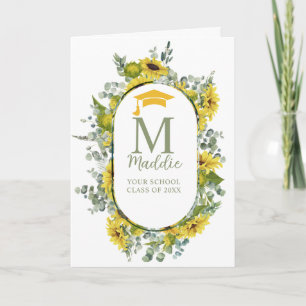 Custom Floral Girls Graduation Card
