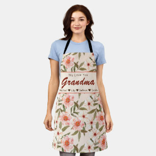 Custom Floral Grandma Gift Keychain Apron