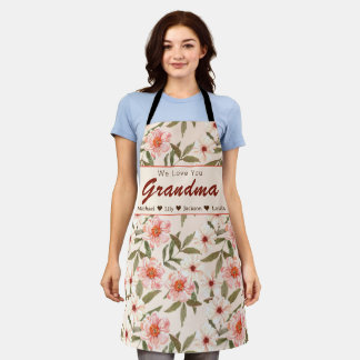 Custom Floral Grandma Gift Keychain Apron