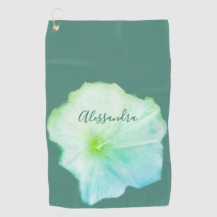 Custom Floral Green Blue Watercolor Wildflower  Golf Towel