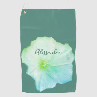 Custom Floral Green Blue Watercolor Wildflower  Golf Towel