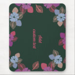 Custom floral greenery modern mouse mat<br><div class="desc">Custom green floral mouse pad (mouse mat) with text,  title,  name. Personalize this floral simple green elegant design. For her : mother,  friend,  woman,  girl. Unique design mousepad (mouse mat) with flowers for your desk.</div>