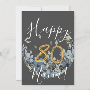 Custom Floral Happy 80th Birthday Card