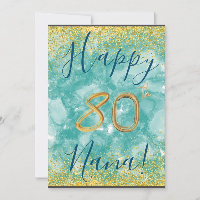 Custom Floral Happy 80th Birthday Card (Front)