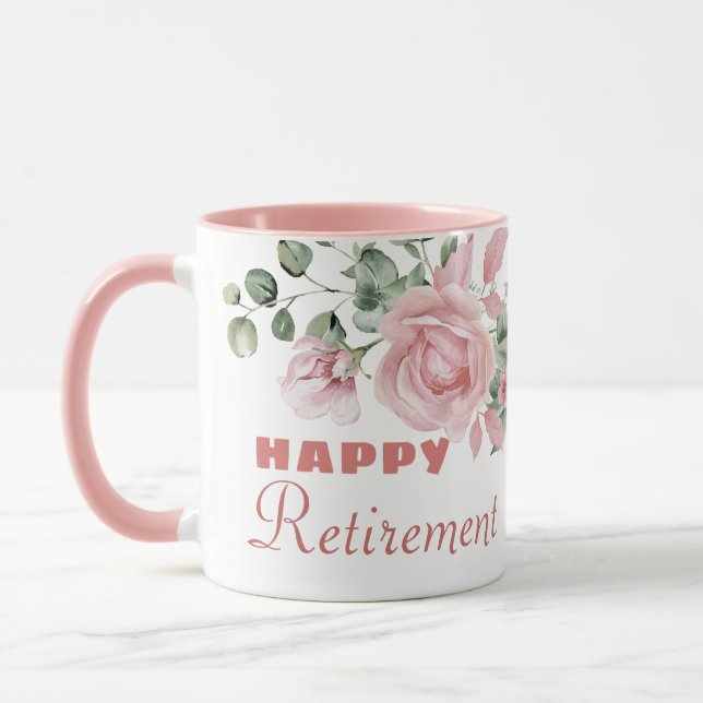 Custom Floral Happy Retirement  Mug (Left)