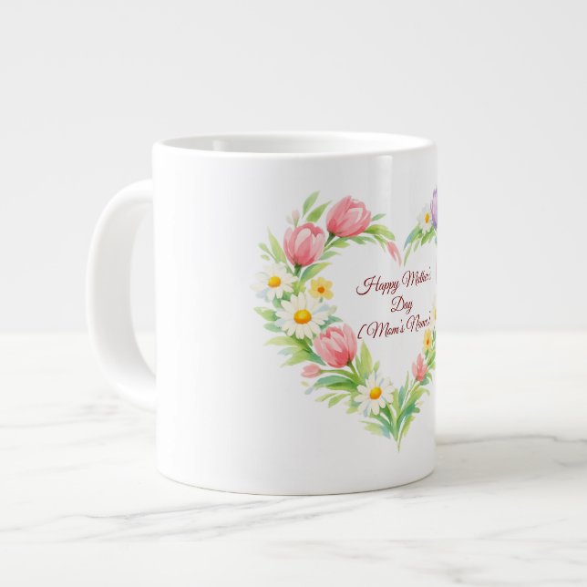Custom Floral Heart Mother’s Day Mug (Front Left)