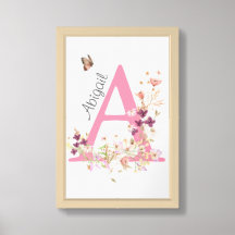Custom Floral Initial Print Letter A Nursery Room