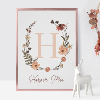 Custom Floral Initial Print | Wildflower Monogram