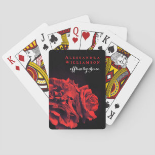 Custom Floral Inspirational Funny Black Red Roses Playing Cards