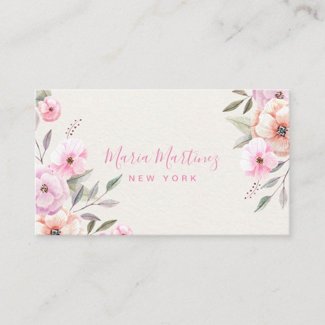 Custom Floral Luxury Boutique Floral Business Card (Front)