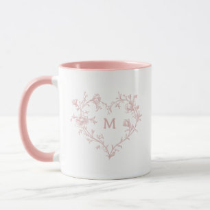 Custom Floral Monogram Floral Toile de Jouy Mug