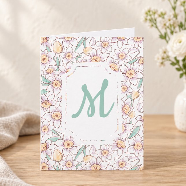 Custom Floral Monogrammed Note Card (Custom Floral Monogrammed Note Card)