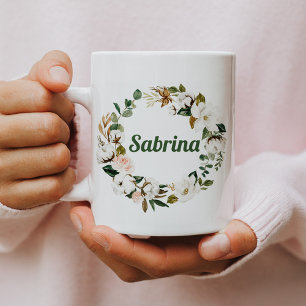 Custom Floral Name Mug Gifts for Bridesmaids