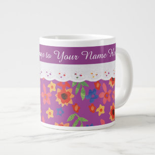 Custom Floral on Magenta, Faux Lace Coffee Mug