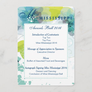 Custom Floral Pageant Awards Ball Program Card