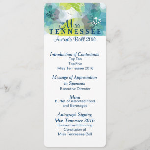 Custom Floral Pageant Awards Ball Program Card 2