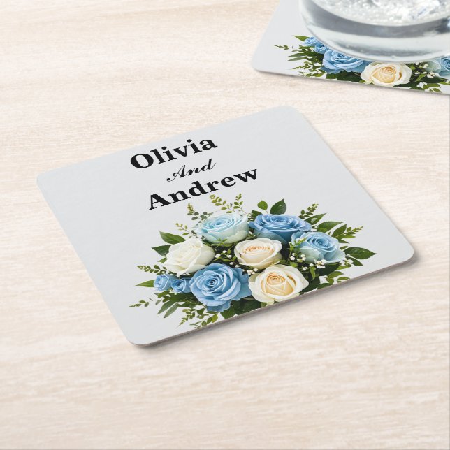 Custom Floral Paper Coaster for Weddings (Angled)
