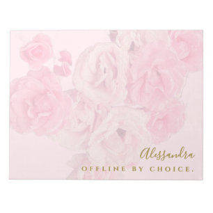 Custom Floral Pastel Pink Gold Retro Botanical Notepad