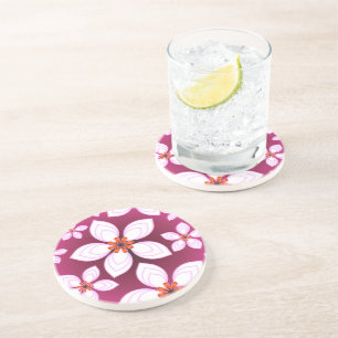 Custom floral pattern gift coaster