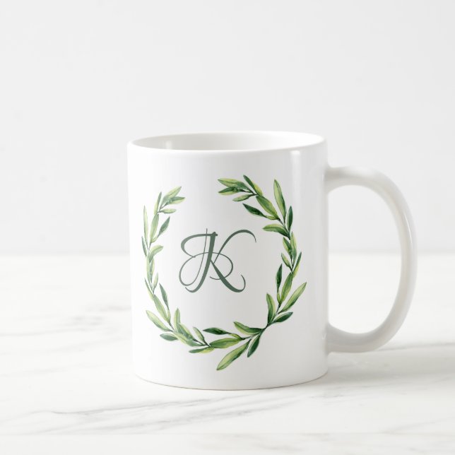 Custom Floral Personalised Monogram Initial Mug (Right)