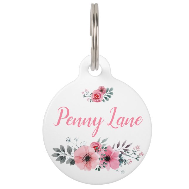 Custom Floral Pet Tag (Front)