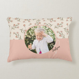 Custom Floral Photo pillow for child's bedroom