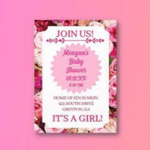 Custom Floral Pink Baby Shower