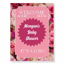 Custom Floral Pink Baby Shower Welcome