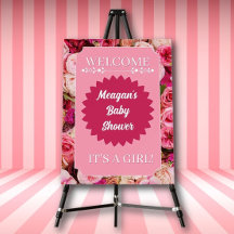 Custom Floral Pink Baby Shower Welcome