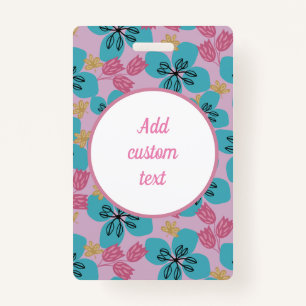 Custom floral pink name mother ID badge