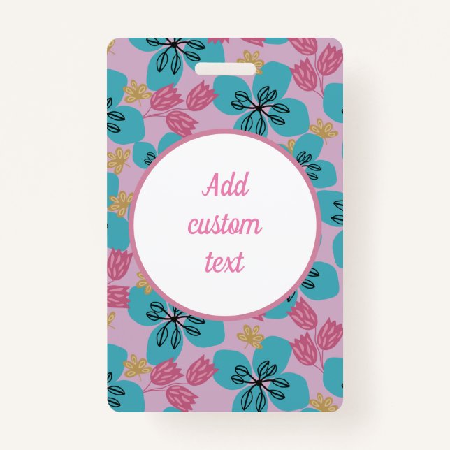 Custom floral pink  name mother ID badge (Front)