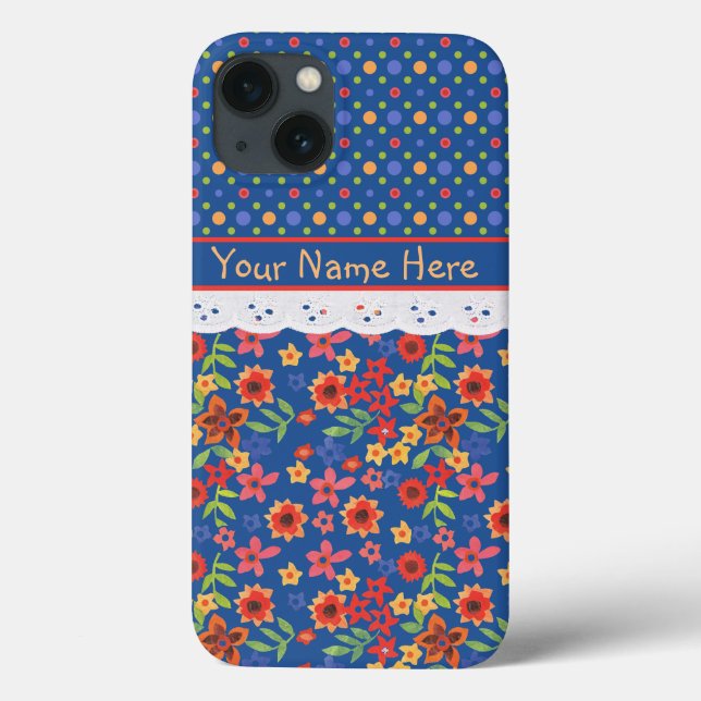Custom Floral, Polkas, Faux Lace iPad Mini Case (Back)