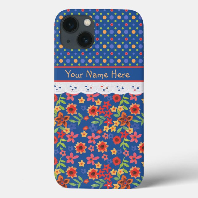 Custom Floral Polkas Faux Lace iPhone 6 Case (Back)