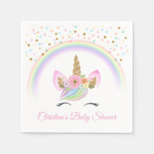 Custom Floral Rainbow Unicorn Baby Shower Party