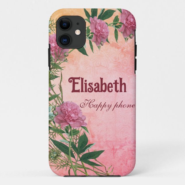 Custom floral rustic peony themed personalised Case-Mate iPhone case (Back)
